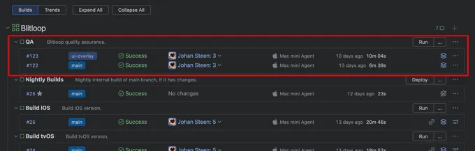 TeamCity QA build config
