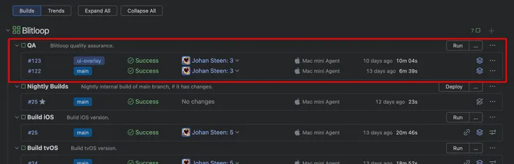 TeamCity QA build config