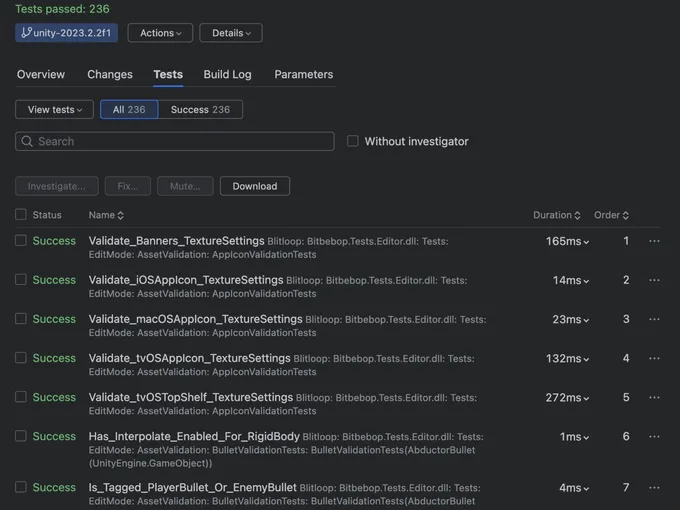 TeamCity test results