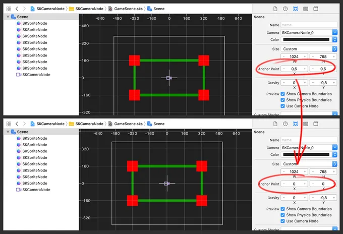 Xcode View Debug Hierarchy SKCameraNode Workaround